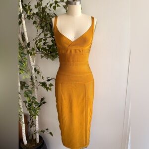 House of CB Bandage Gold Belice Midi Dress